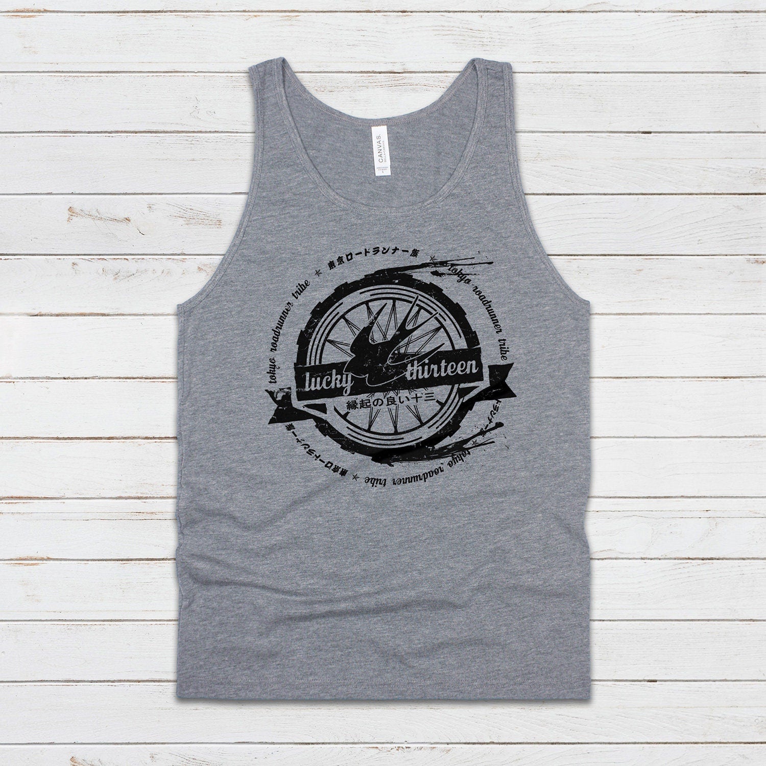 Tokyo Roadrunner Tank Top Japanese Wheel Bike Motorcycle Kaminari Tribe Bosozoku Japan Anime Manga Mens Womens Graphic Printed Cami Vest Tee