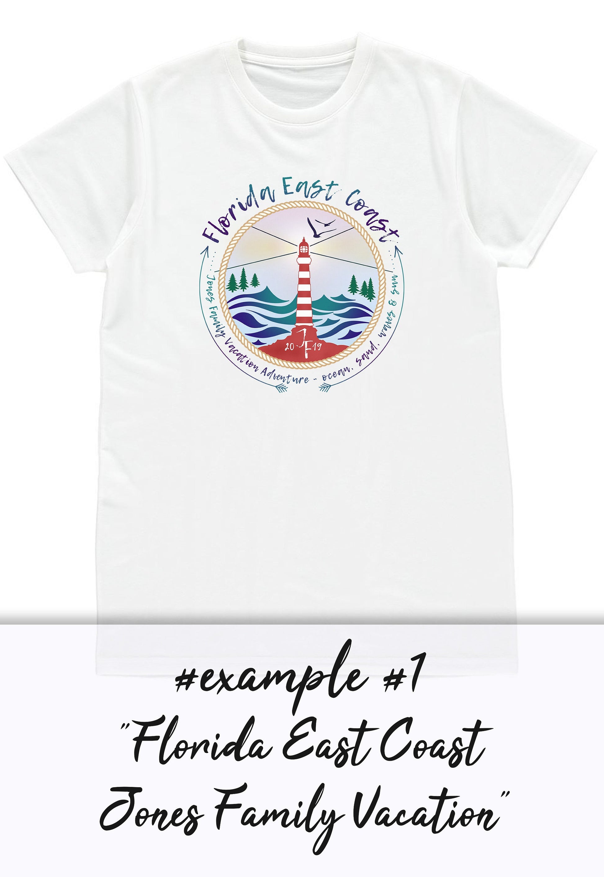 Custom Vacation T Shirt Family Adventure Personalized Name Message Text Country Beach Camping BBQ Lighthouse Airplane Squad Women's Mens Tee
