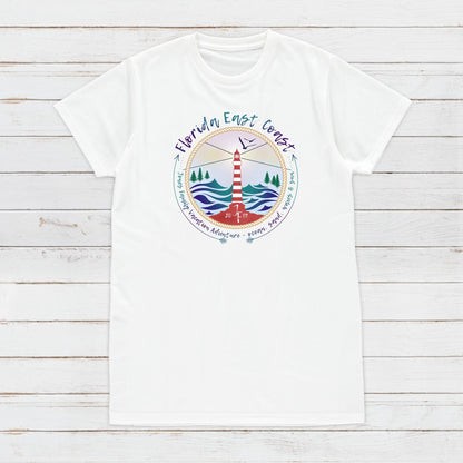 Custom Vacation T Shirt Family Adventure Personalized Name Message Text Country Beach Camping BBQ Lighthouse Airplane Squad Women's Mens Tee