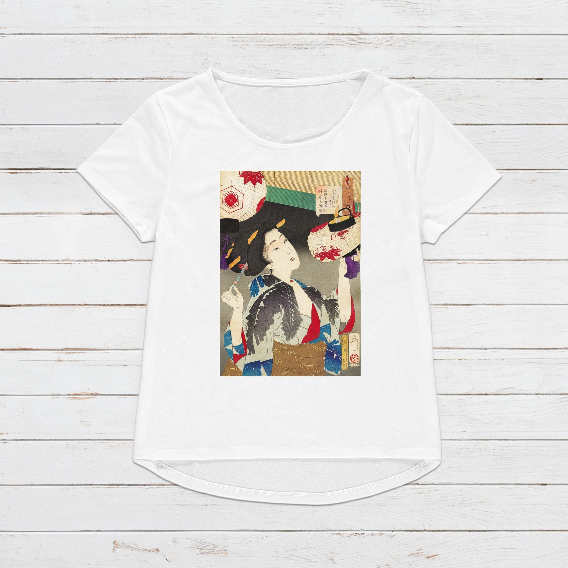 Japanese Ukiyo-e T Shirt Woodblock Art Yoshitoshi Kyoto Geisha Maiko Tattoo Beautiful Japan Calligraphy Womens Mens Graphic Printed Tee Top