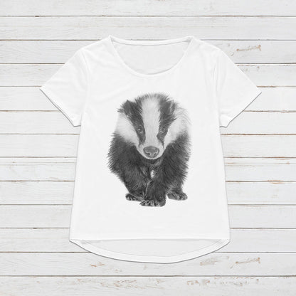 Badger T Shirt Artist Pencil Sketch Drawing Vegan Animal Cute Forest Nature Anti Cull Hunting Saboteur Men's Women's Graphic Printed Tee Top
