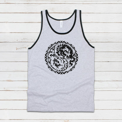 Yin Yang Dragons Tank Top Dragon Taoism Japanese Chinese Zen Yoga Gym Casual Martial Arts Taijitu Women's Mens Printed Cami Tee Vest T Shirt