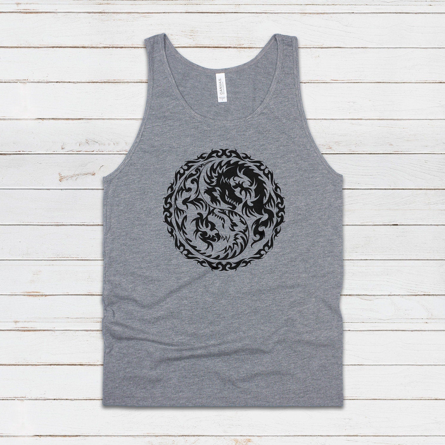 Yin Yang Dragons Tank Top Dragon Taoism Japanese Chinese Zen Yoga Gym Casual Martial Arts Taijitu Women's Mens Printed Cami Tee Vest T Shirt