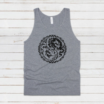 Yin Yang Dragons Tank Top Dragon Taoism Japanese Chinese Zen Yoga Gym Casual Martial Arts Taijitu Women's Mens Printed Cami Tee Vest T Shirt