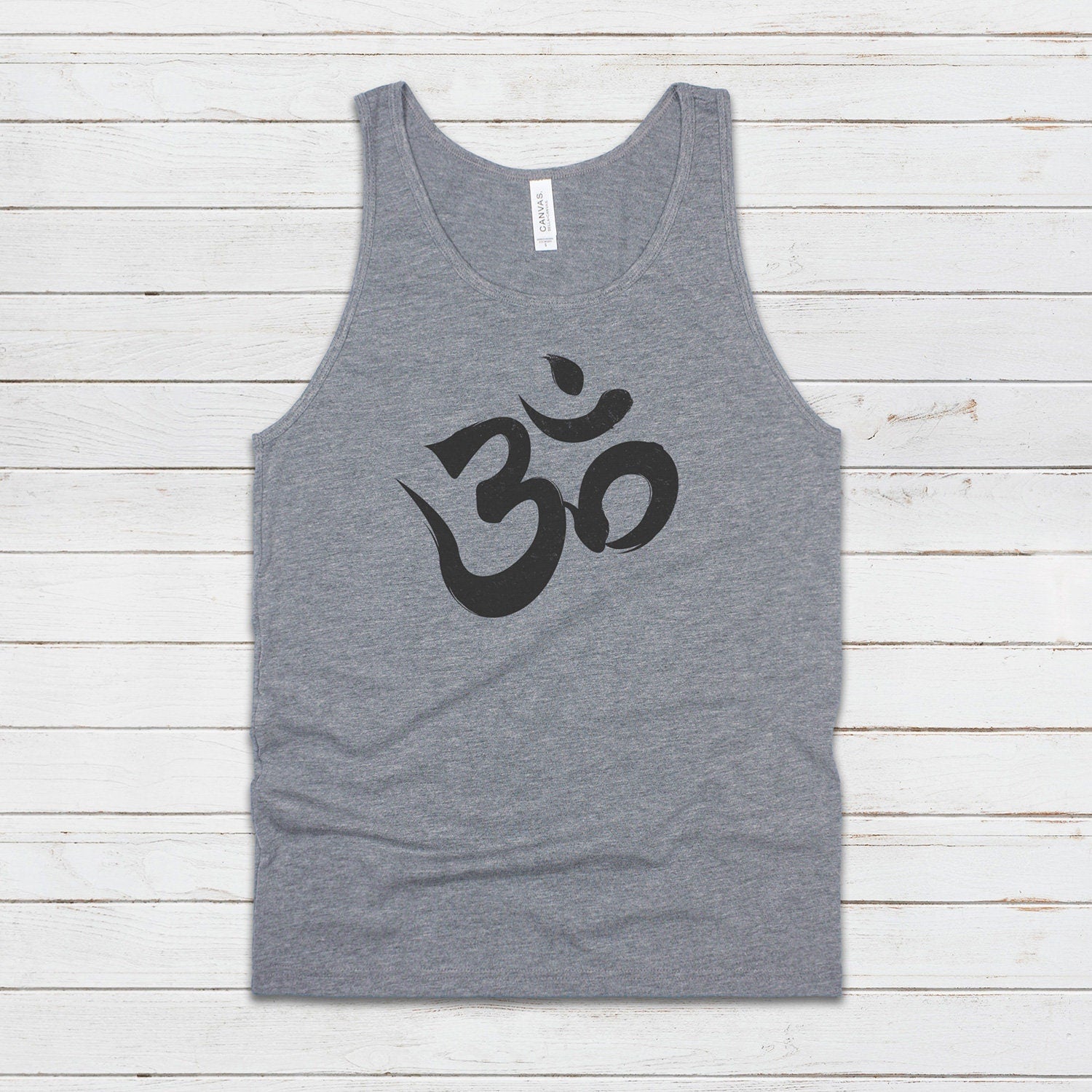 Om Calligraphy Tank Top Ohm Aum Yoga Meditation Sanskrit Writing Peace Lotus Mandala Hindu Mindfulness Gym Mens Womens Printed Vest Cami Tee