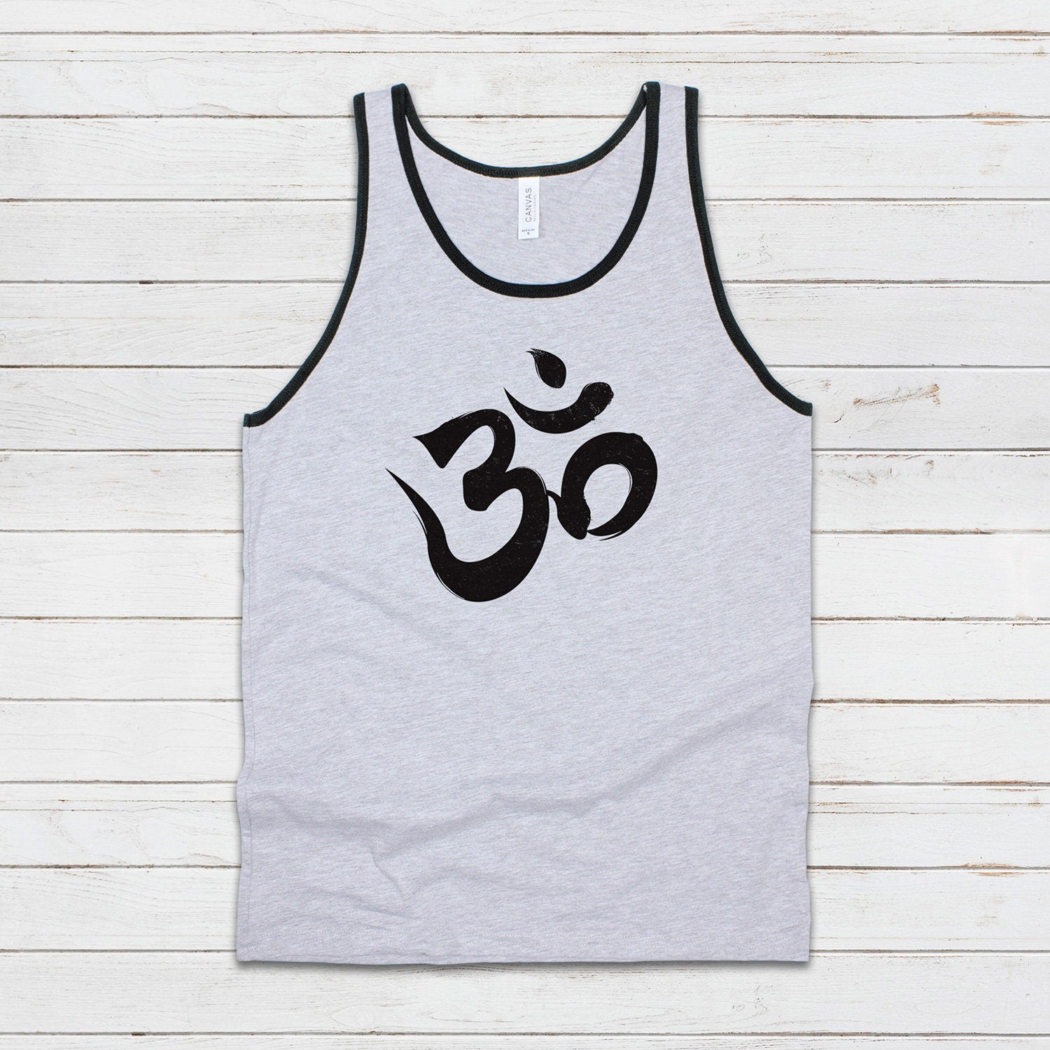 Om Calligraphy Tank Top Ohm Aum Yoga Meditation Sanskrit Writing Peace Lotus Mandala Hindu Mindfulness Gym Mens Womens Printed Vest Cami Tee