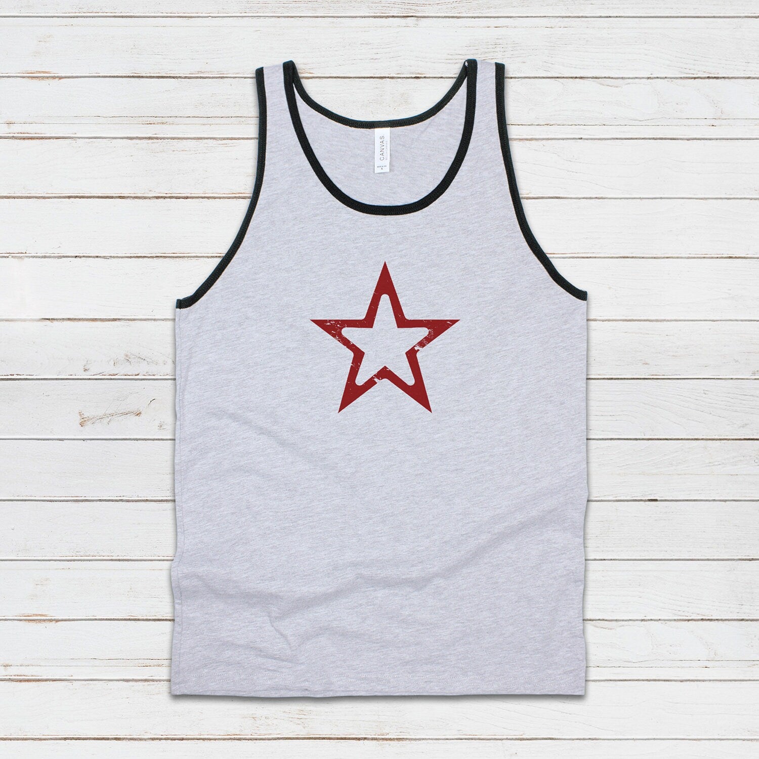 Star Ringer Tank Top Minimalist Abstract Geometric Skater Fashion Retro 70s 80s 90s Y2K USSR CCCP Printed Women's Men's Ringer Vest Tee Cami