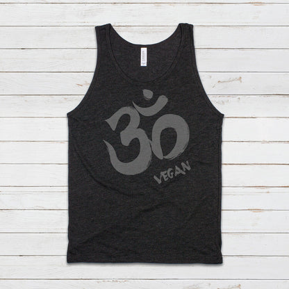 Om Vegan Tank Top Ohm Aum Yoga Meditation Sanskrit Peace Animal Rights Liberation Be Kind Climate Change Mens Womens Printed Vest Cami Tee