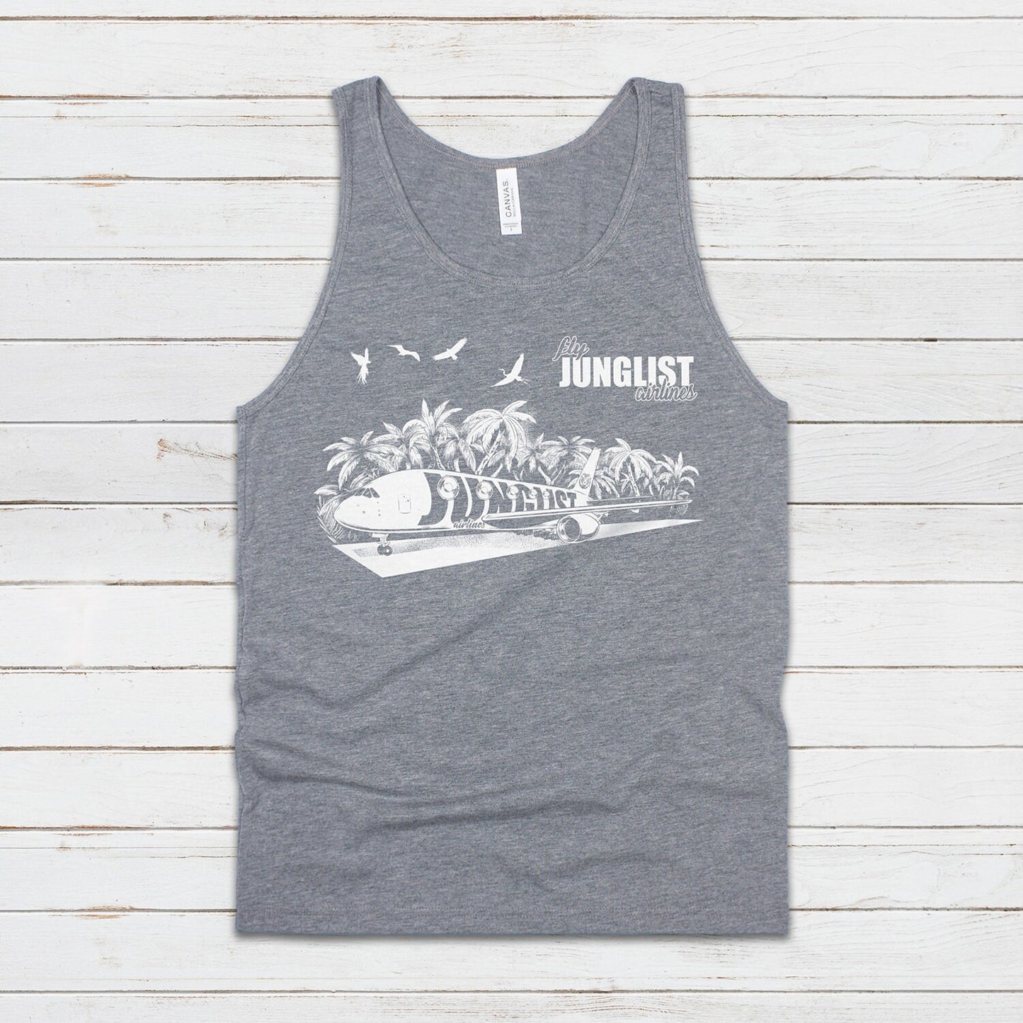 Junglist Airlines Tank Top Drum and Bass DnB EDM DJ Rhythm Machine Jungle Synthesizer Synth Ragga Neurofunk Mens Women Printed Vest Cami Tee