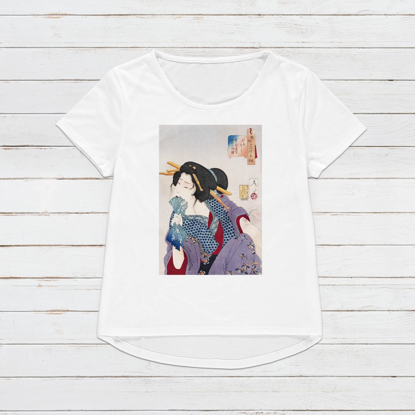 Japanese Ukiyo-e T Shirt Woodblock Art Yoshitoshi Kyoto Geisha Maiko Tattoo Ink Japan Kanji Calligraphy Womens Mens Graphic Printed Tee Top