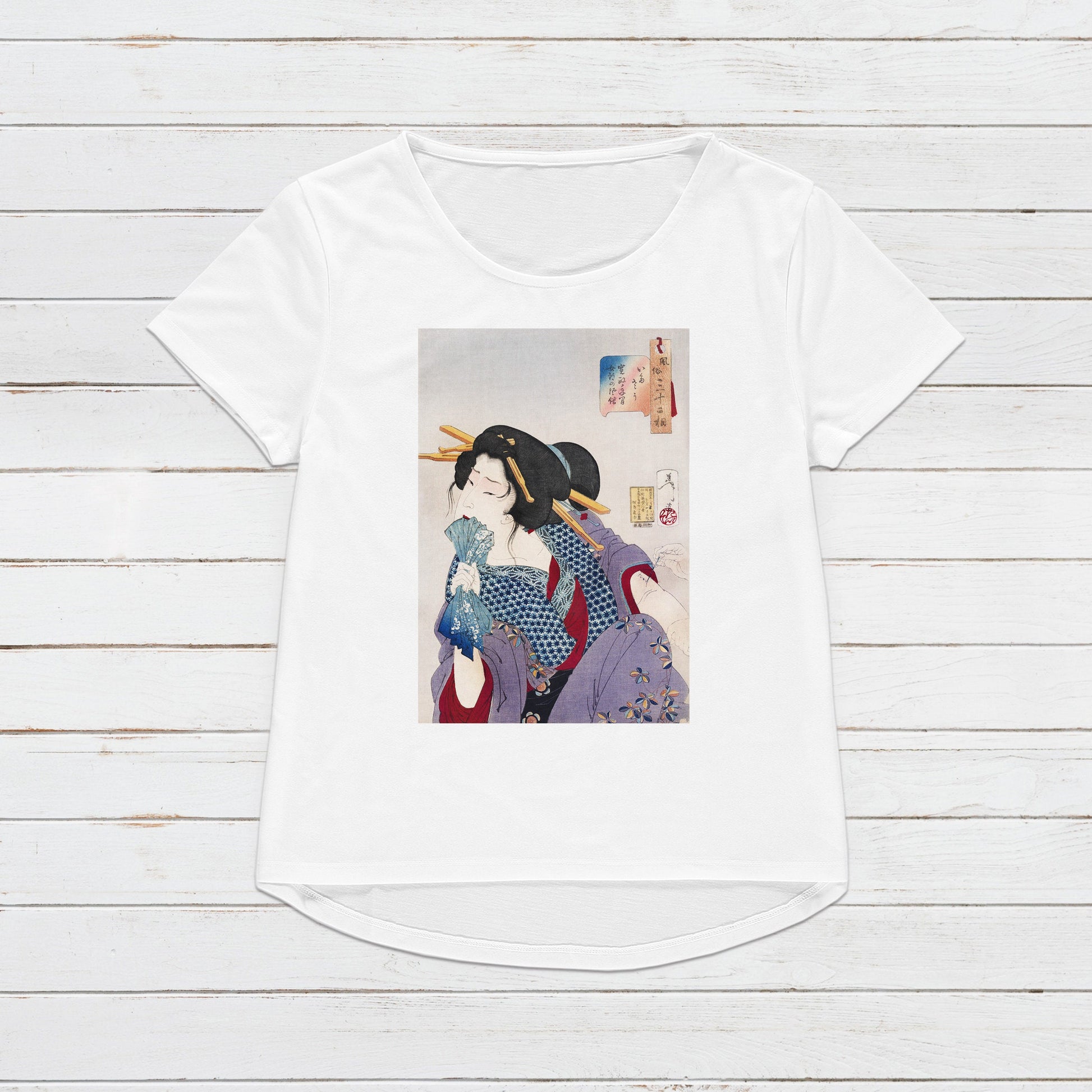Japanese Ukiyo-e T Shirt Woodblock Art Yoshitoshi Kyoto Geisha Maiko Tattoo Ink Japan Kanji Calligraphy Womens Mens Graphic Printed Tee Top