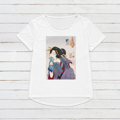 Japanese Ukiyo-e T Shirt Woodblock Art Yoshitoshi Kyoto Geisha Maiko Tattoo Ink Japan Kanji Calligraphy Womens Mens Graphic Printed Tee Top
