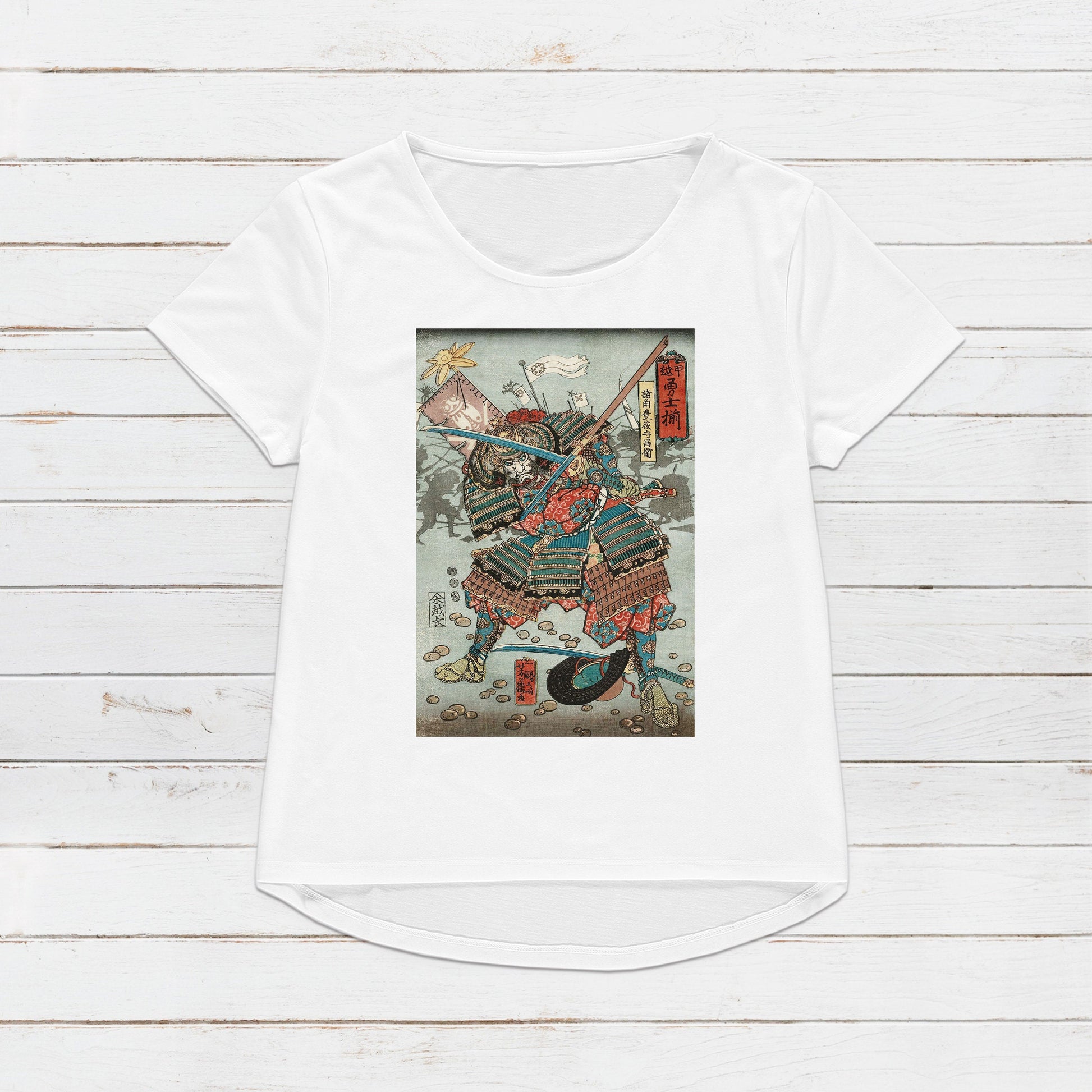 Japanese Ukiyo-e T Shirt Woodblock Art Utagawa Yoshifuji Samurai Bushido Japan Martial Arts Calligraphy Gift Womens Mens Graphic Printed Tee