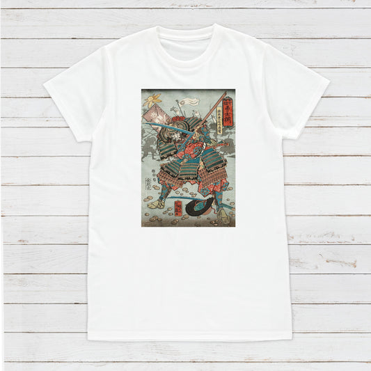 Japanese Ukiyo-e T Shirt Woodblock Art Utagawa Yoshifuji Samurai Bushido Japan Martial Arts Calligraphy Gift Womens Mens Graphic Printed Tee