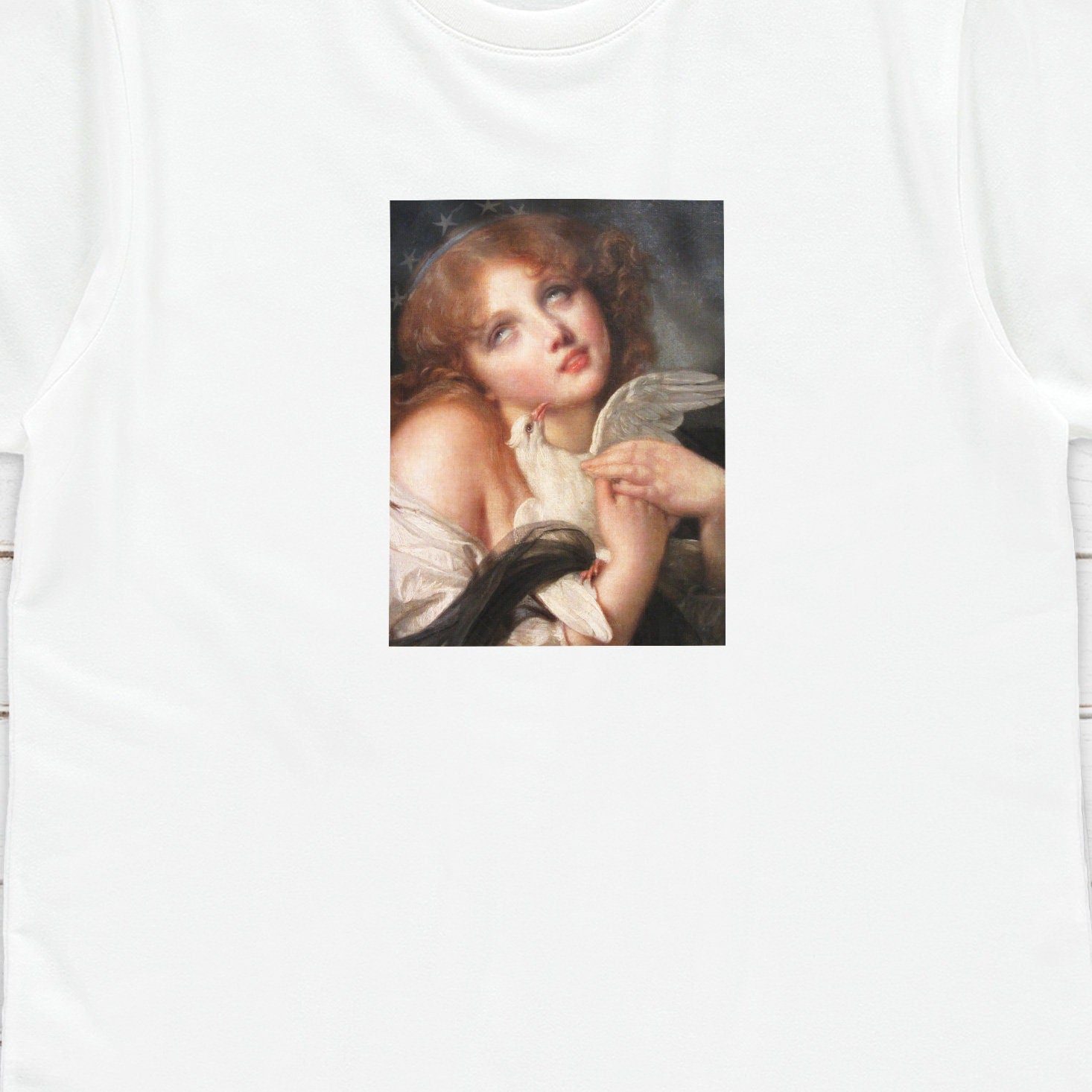 Rococo Art Cupid T Shirt Greuze Baroque Voluptuosidad Y2K 90s White Dove Quirky Aesthetic Pastel Goth Grunge Womens Mens Graphic Printed Tee