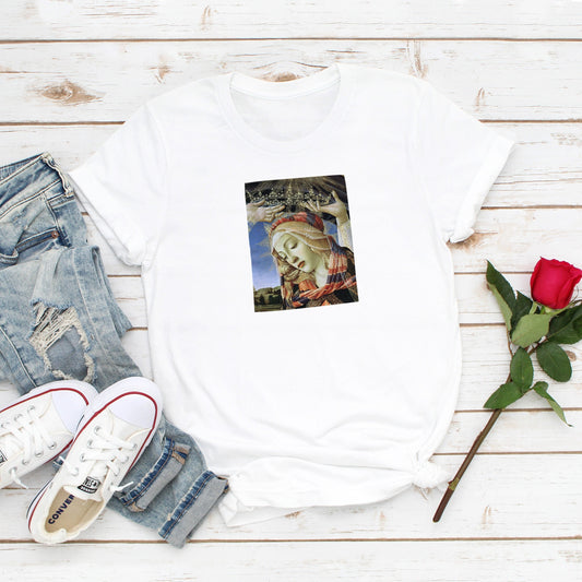Botticelli T Shirt Madonna of the Magnificat Angel Medieval Art Quirky Aesthetic Grunge Alternative Gift Womens Mens Graphic Printed Tee Top