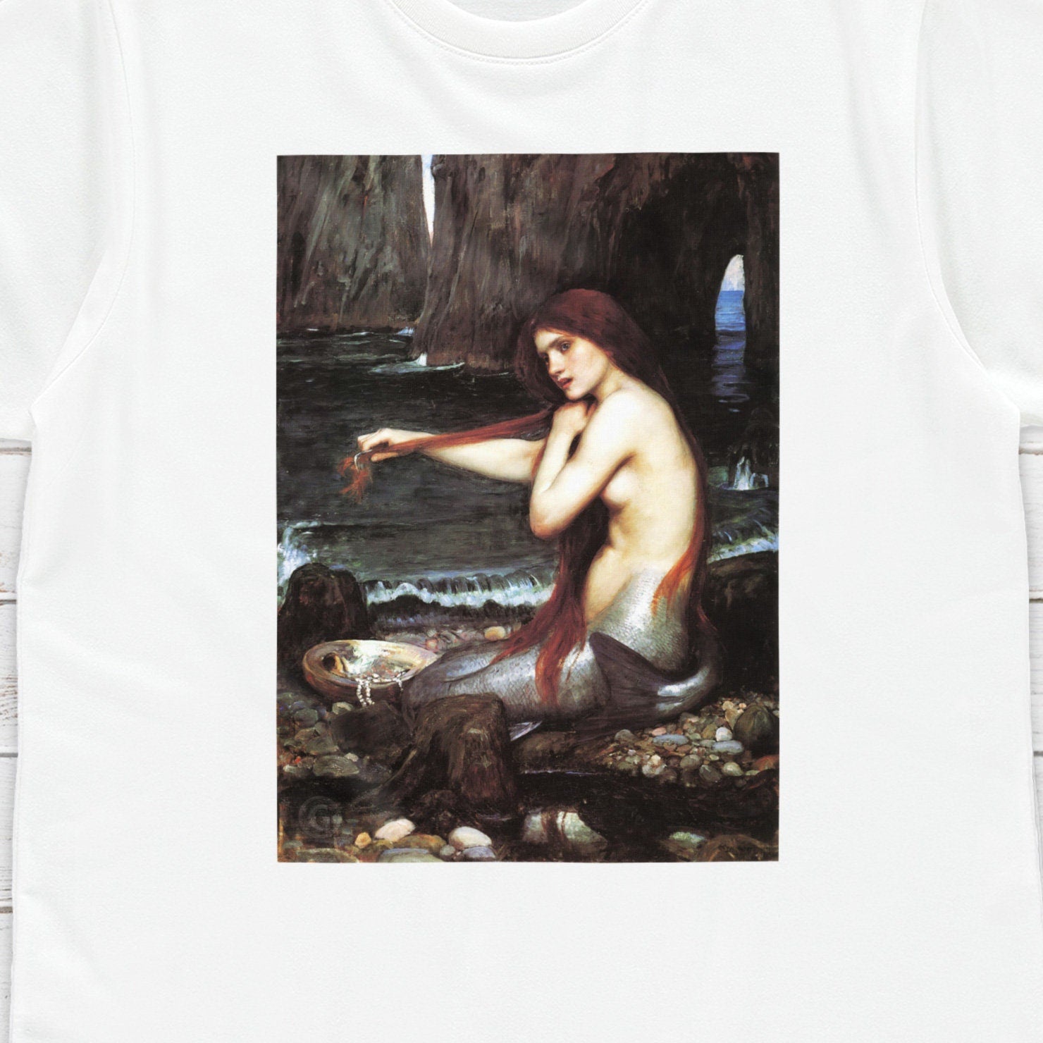 Mermaid T Shirt Waterhouse Pre-Raphaelite Art Y2K 90s Pretty Quirky Aesthetic Pastel Goth Soft Grunge Gifts Womens Mens Graphic Printed Tee