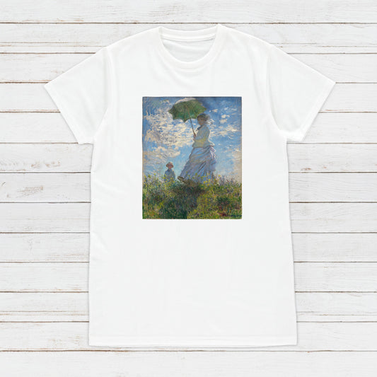 Claude Monet T Shirt La Promenade Impressionist Classical Fine Art Flowers Parasol Aesthetic Soft Grunge Womens Mens Graphic Printed Tee Top