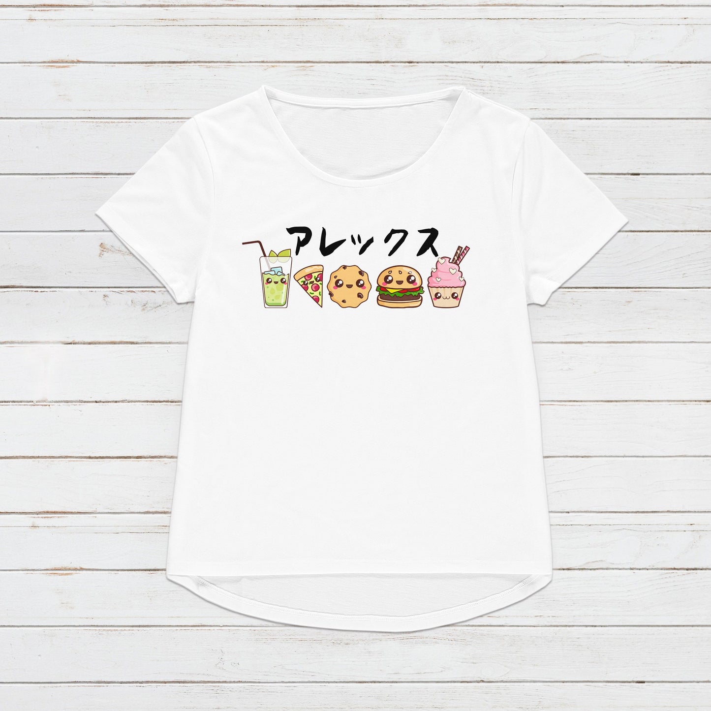 Custom Personalised T Shirt Japanese Kawaii Print Personalized Your Name Text Cupcake Japan Cute Calligraphy Womens Mens Graphic Printed Tee
