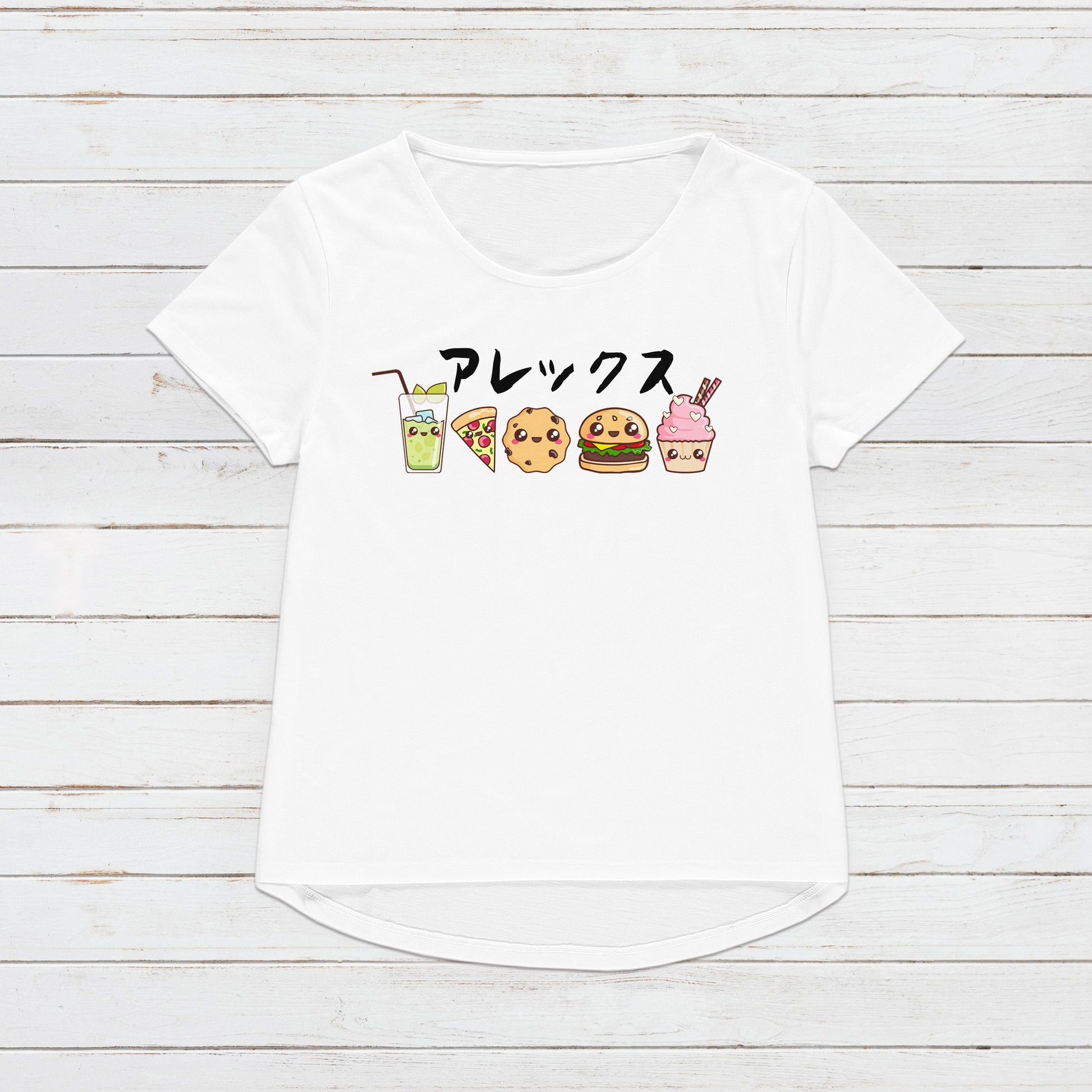 Custom Personalised T Shirt Japanese Kawaii Print Personalized Your Name Text Cupcake Japan Cute Calligraphy Womens Mens Graphic Printed Tee