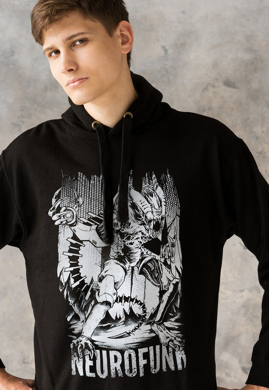 Neurofunk Invasion Hoodie Drum and Bass Alien DJ Synthesizer & Synth DnB Music Producer Junglist Dubstep Sweatshirt Printed Mens Hooded Top