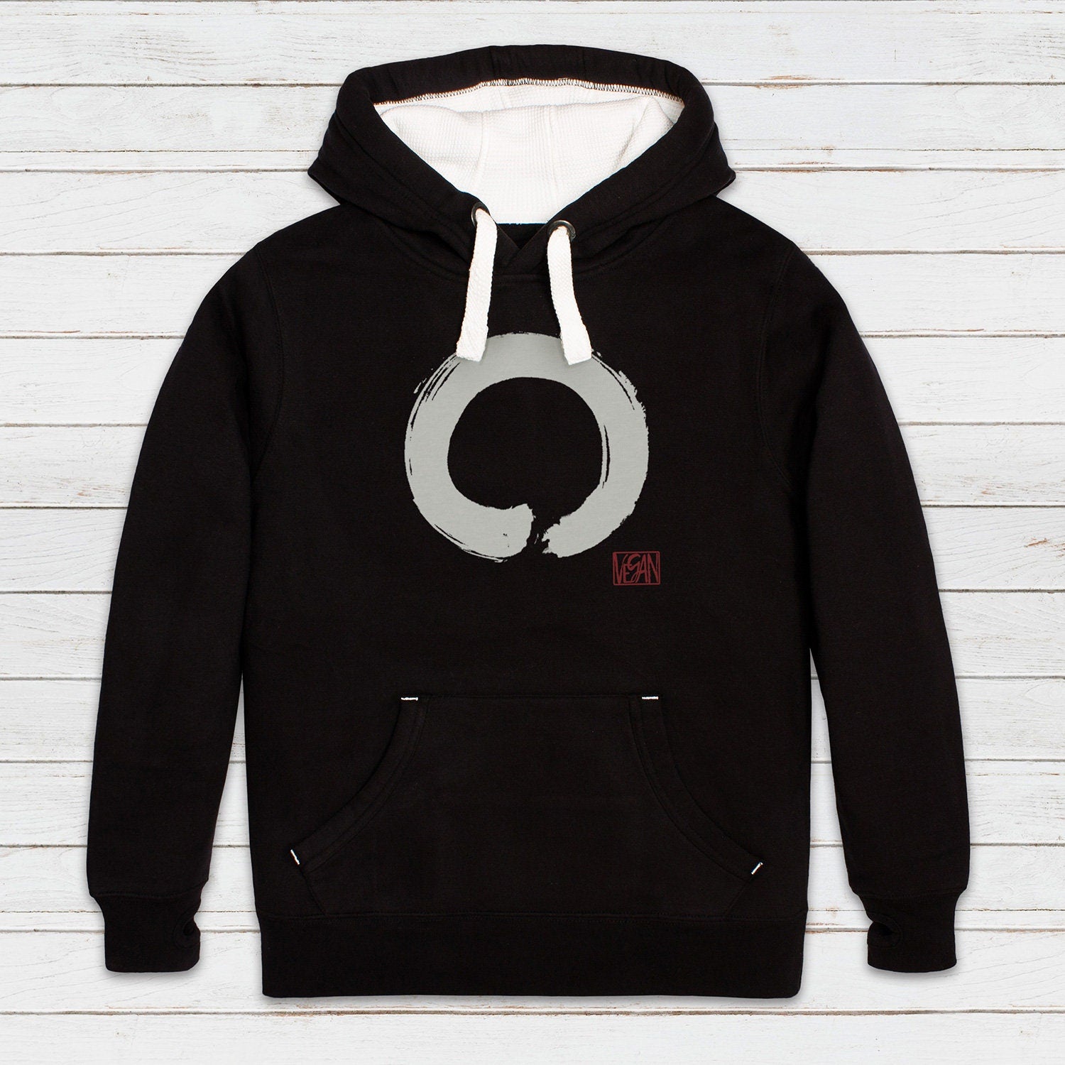 Enso Buddhist Circle Vegan Hoodie Traditional Japanese Understated Plant Based Climate Change Yoga Womens Mens Sweatshirt Printed Hooded Top