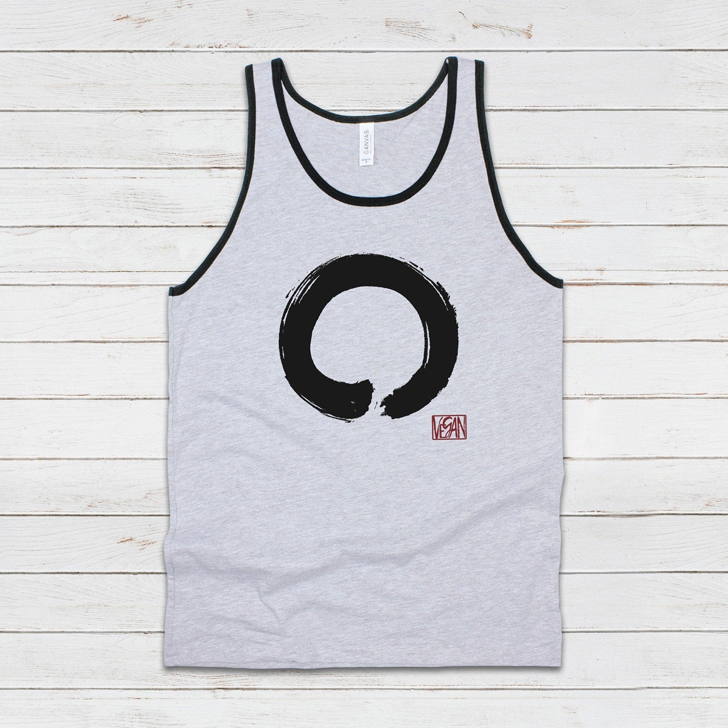 Enso Buddhist Circle Vegan Tank Top Yoga Peace Animal Rights Buddhist Be Kind Climate Change Mindfulness Mens Womens Printed Vest Cami Tee