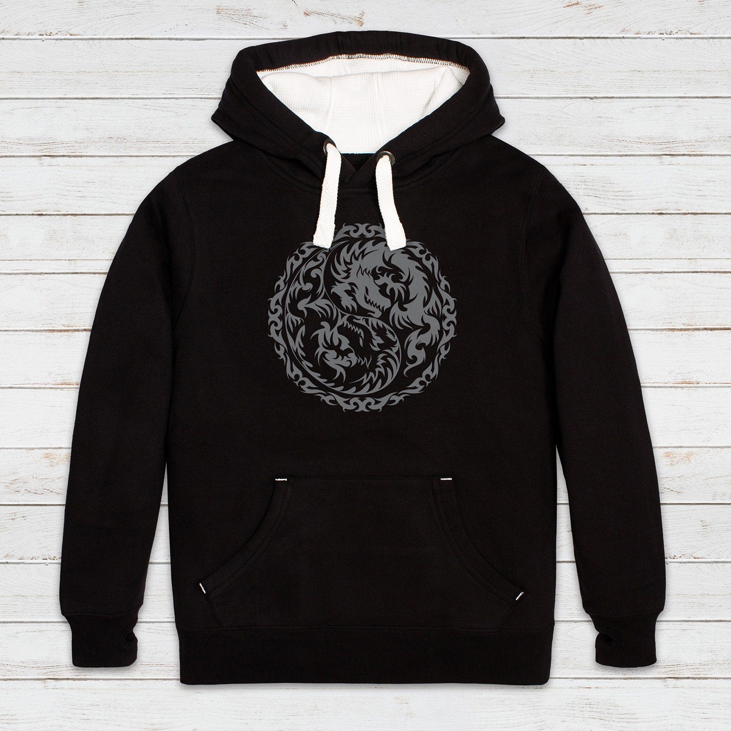 Yin Yang Dragon Hoodie Traditional Japanese Chinese Taijitu Taosim Tai Chi Yoga Martial Art Gift Womens Mens Sweatshirt Printed Hooded Top