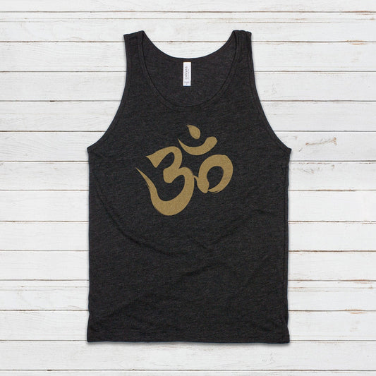 Om Calligraphy Tank Top Ohm Aum Yoga Meditation Sanskrit Writing Peace Lotus Mandala Hindu Mindfulness Gym Mens Womens Printed Vest Cami Tee