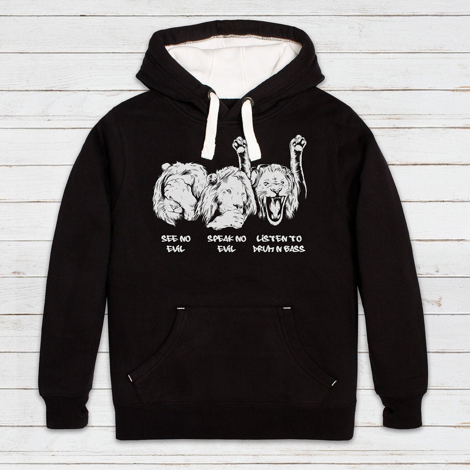 Drum and Bass Junglist Hoodie Lions DnB Synthesizer Synth Rhythm Machine Dubstep Ragga Neurofunk Womens Mens Sweatshirt Printed Hooded Top