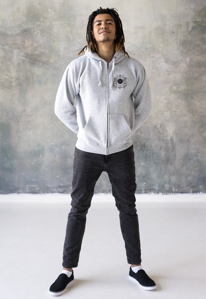Junglist Coat Of Arms Logo Zip Up Hoodie Jungle Crest Drum and Bass & Synth Music Producer Sweatshirt Gifts for Men Mens Womens Hooded Top