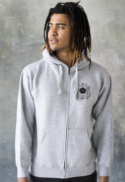 Junglist Coat Of Arms Logo Zip Up Hoodie Jungle Crest Drum and Bass & Synth Music Producer Sweatshirt Gifts for Men Mens Womens Hooded Top