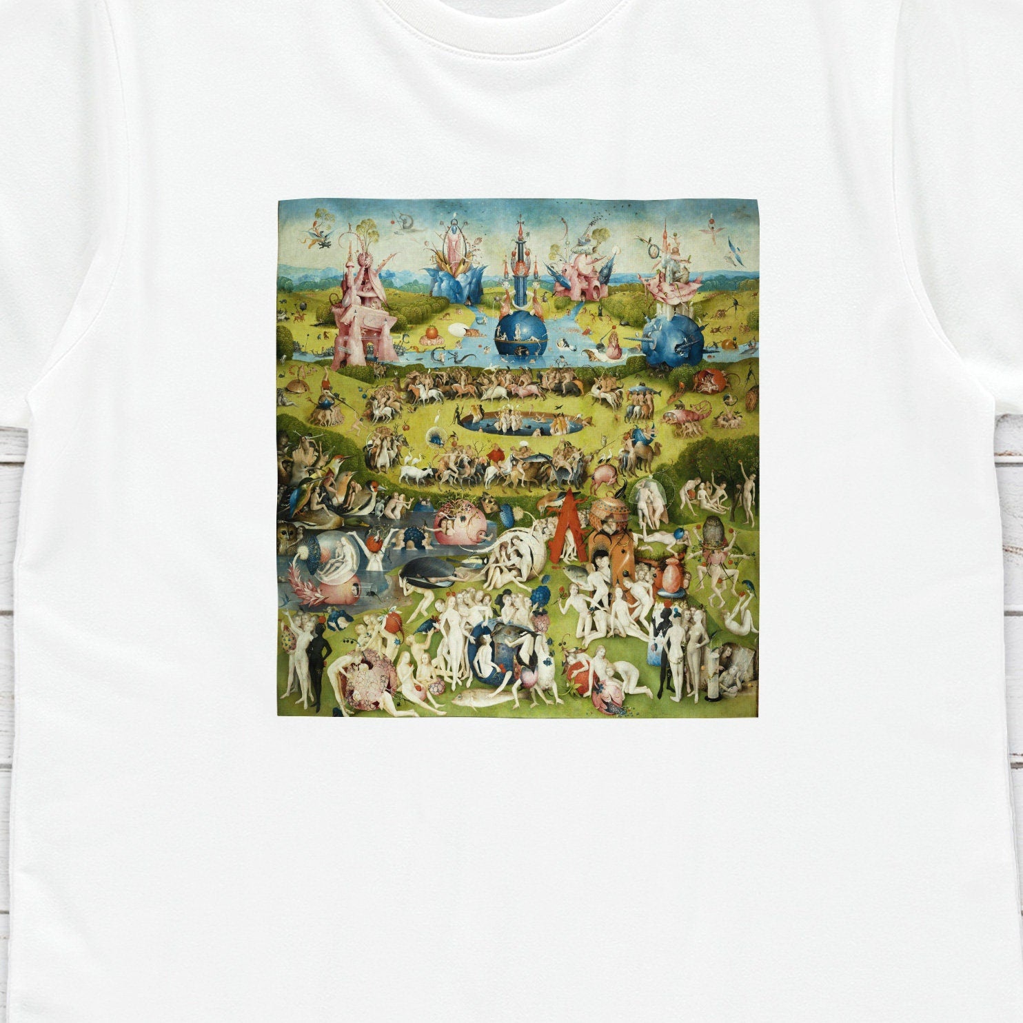 The Garden of Earthly Delights T Shirt Hieronymus Bosch Classical Art Horror Monster Quirky Aesthetic Grunge Womens Mens Graphic Printed Tee