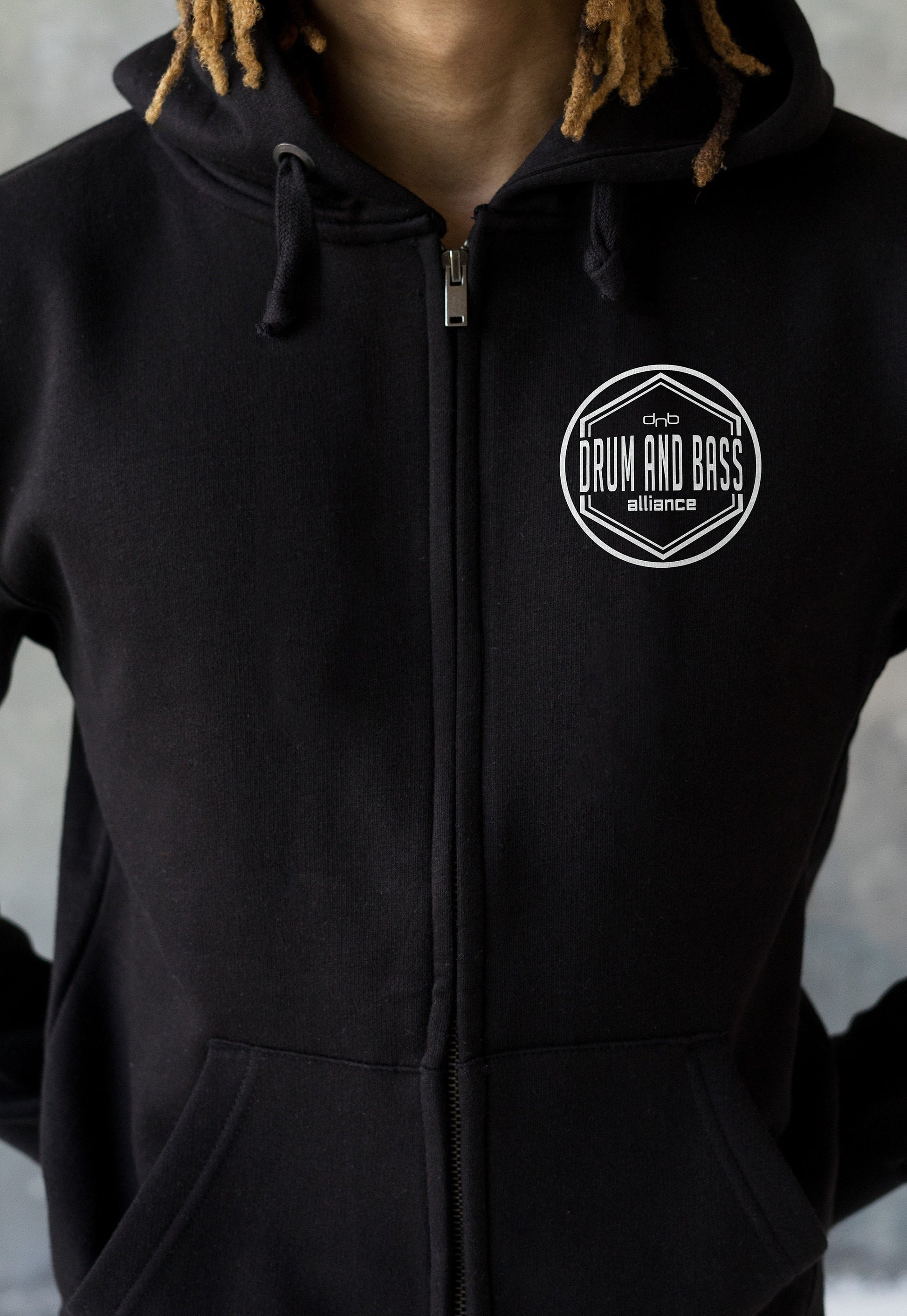Drum and Bass Alliance Logo Zip Up Hoodie Jungle Junglist & Synth DnB EDM DJ Music Producer Sweatshirt Gifts for Men Mens Womens Hooded Top