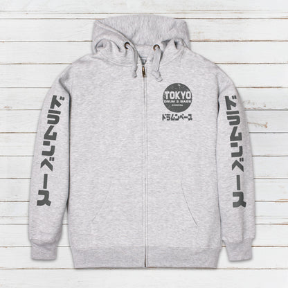 Tokyo Drum & Bass Zip Up Hoodie Japanese Japan Streetwear Jungle Junglist Synth Music Sweatshirt Gifts for Men Mens Womens Zipped Hooded Top