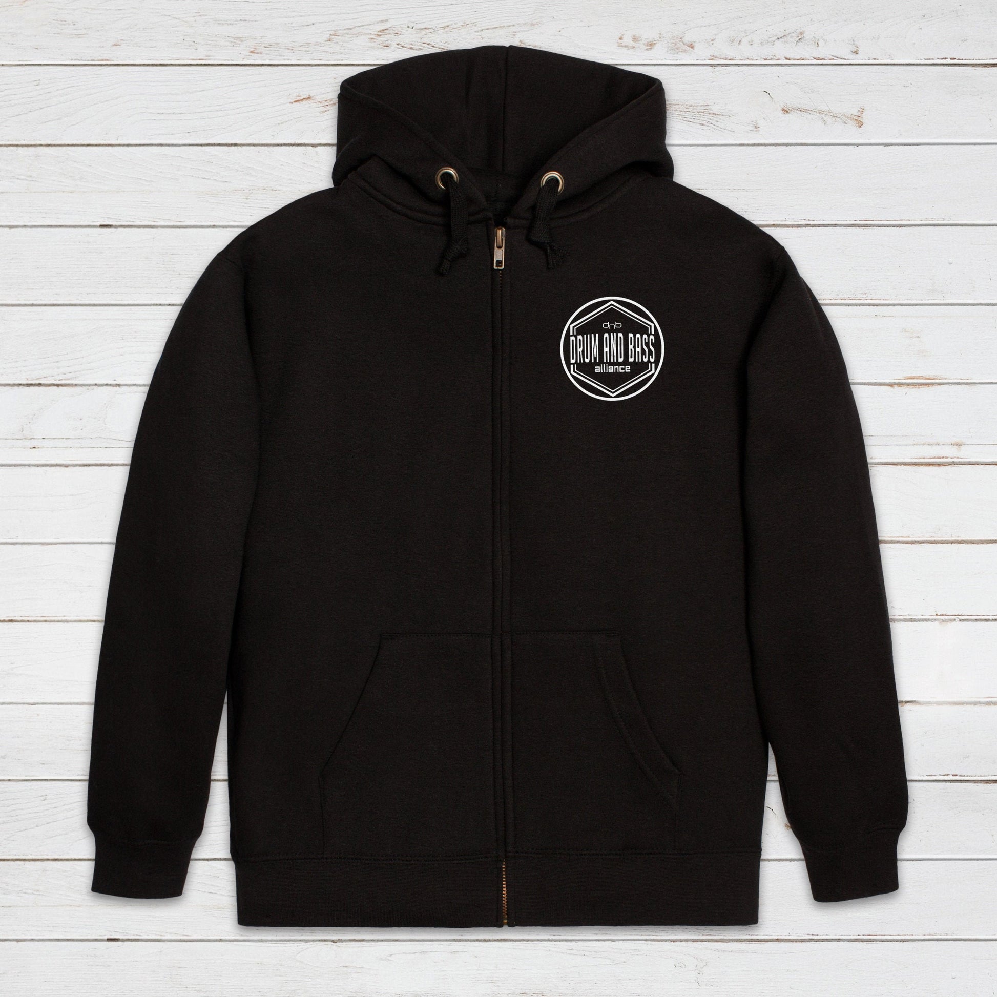 Drum and Bass Alliance Logo Zip Up Hoodie Jungle Junglist & Synth DnB EDM DJ Music Producer Sweatshirt Gifts for Men Mens Womens Hooded Top