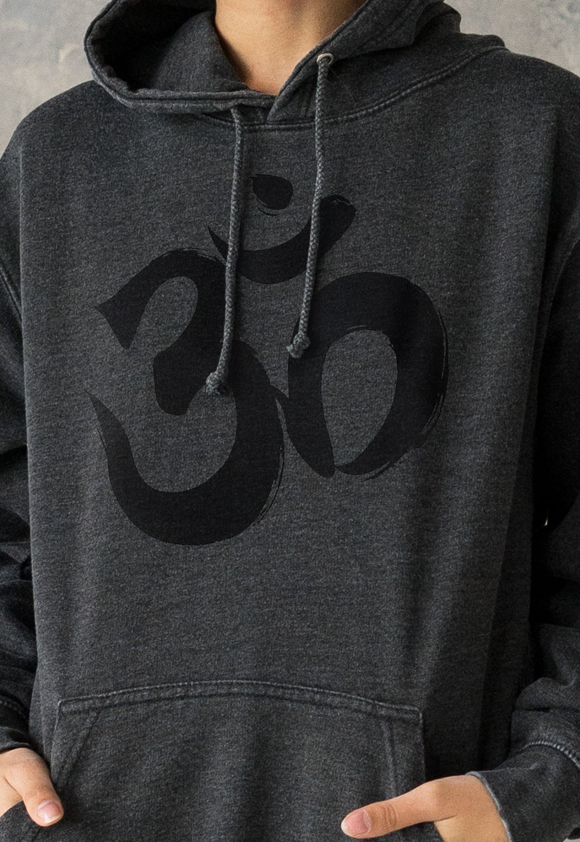 Om Ohm Aum Hoodie Yoga Buddha Meditation Hindu Sanskrit Mindfulness Mandala Womens Girls Men Printed Sweatshirt Washed Brushed Hooded Top
