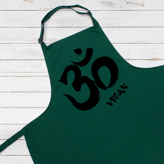 Om Vegan Apron Peace Zen Sanskrit Lotus Yoga Mandala Hindu Women's Men's One Size Full Length Chef's Printed Baking Cooking Apron Gift Gifts
