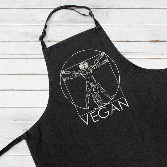 Vegan Apron Da Vinci Art Drawing Sketch Veggie Minimalist Cotton Womens Mens Full Size Long One Size Printed Baking Cooking Apron Gift Gifts