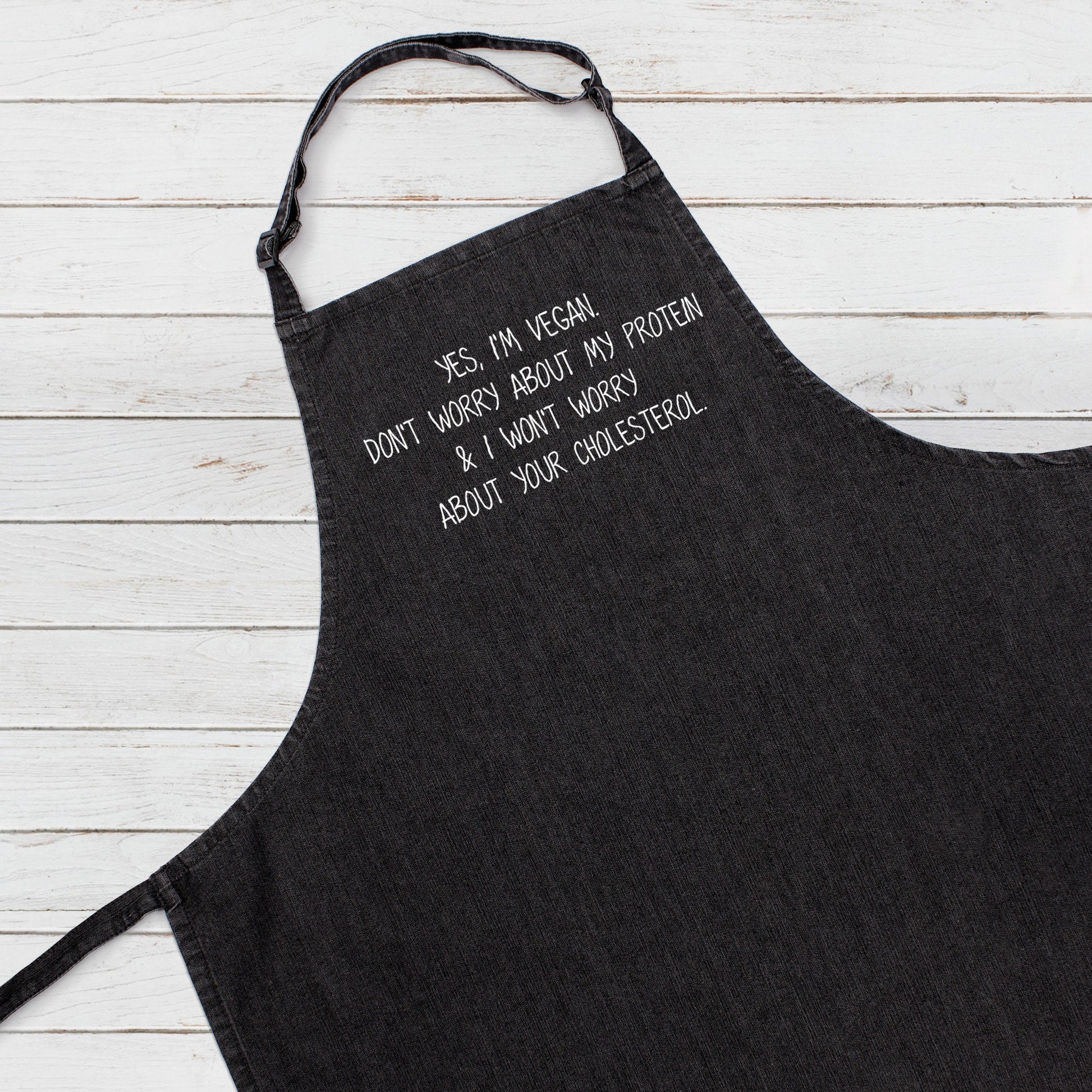 Vegan Protein Printed Baking Cooking Apron Funny Ironic Plant Based Slogan Unique Womens Mens One Size Full Length Chefs Valentines Day Gift