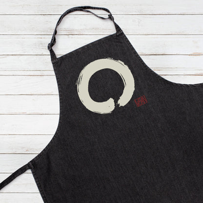 Vegan Printed Baking Cooking Apron Japanese Enso Buddist Circle Plant Based Unique Eco Womens Mens One Size Full Length Chefs Birthday Gift