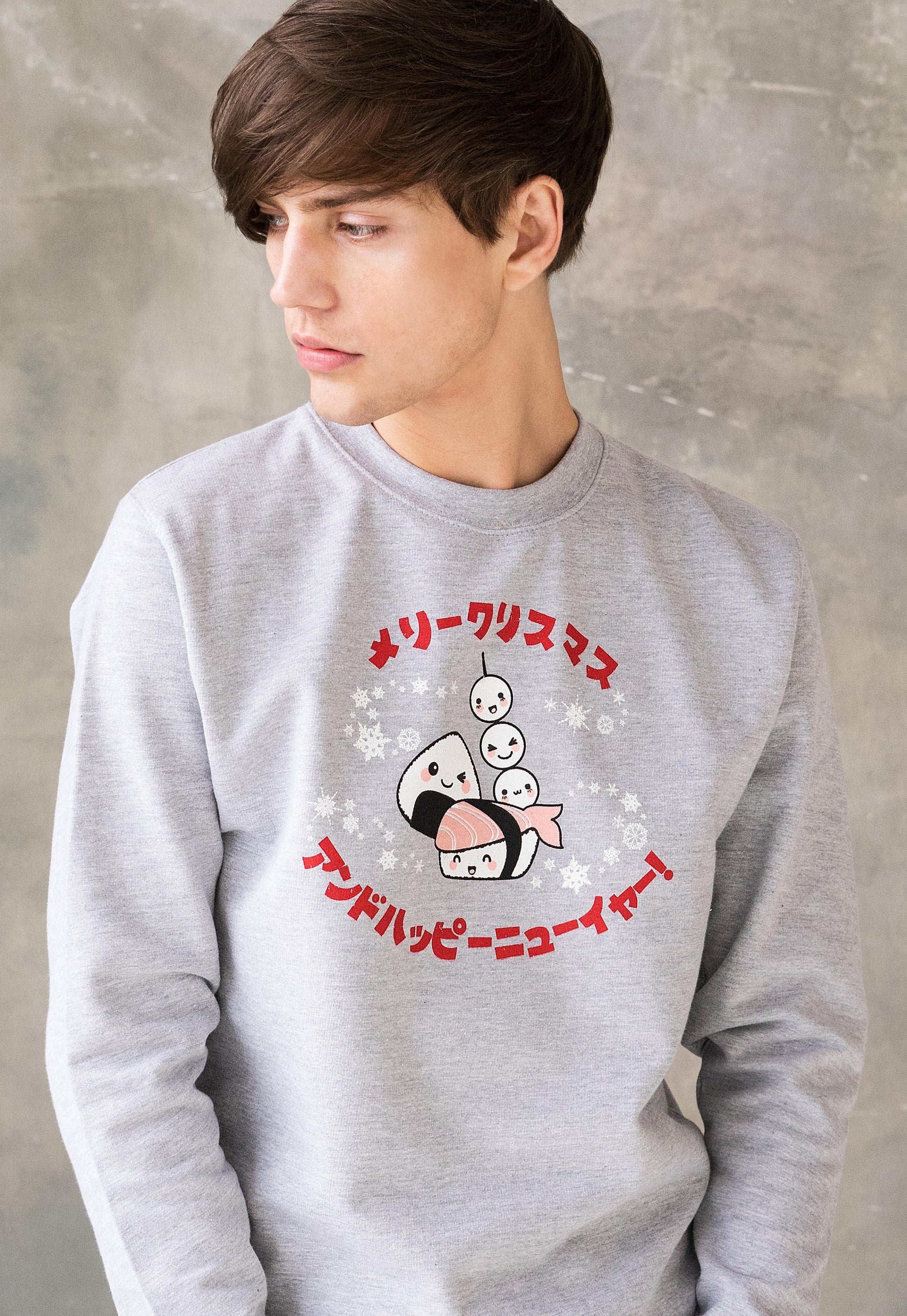 Japanese Sweatshirt Kawaii Sushi Christmas Party Japan Anime Manga Holiday Xmas Printed Mens Womens Jumper Long Sleeve Top Sweater Pullover