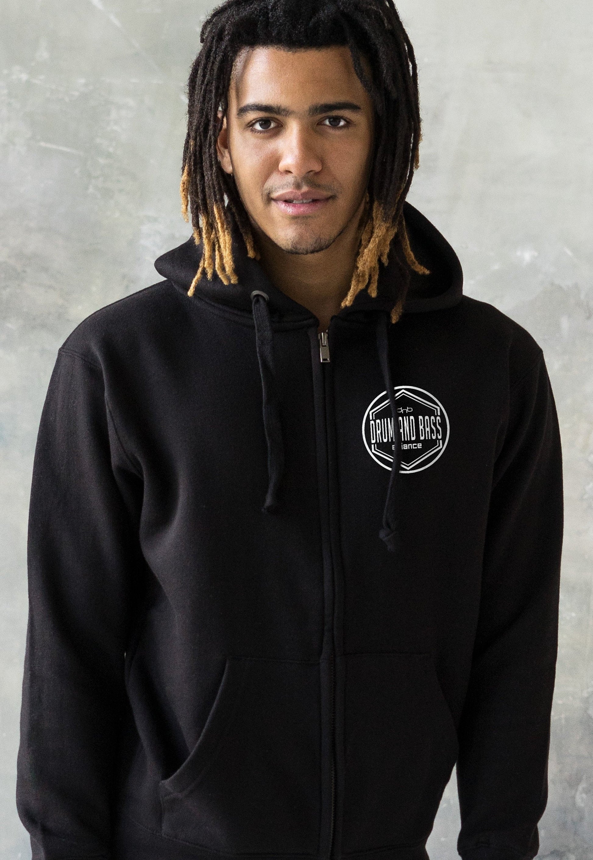 Drum and Bass Alliance Logo Hoodie Jungle Massive Synth & Synthesizer Amen Music Junglist Mens Sweatshirt Printed Full Zip Up Hooded Top
