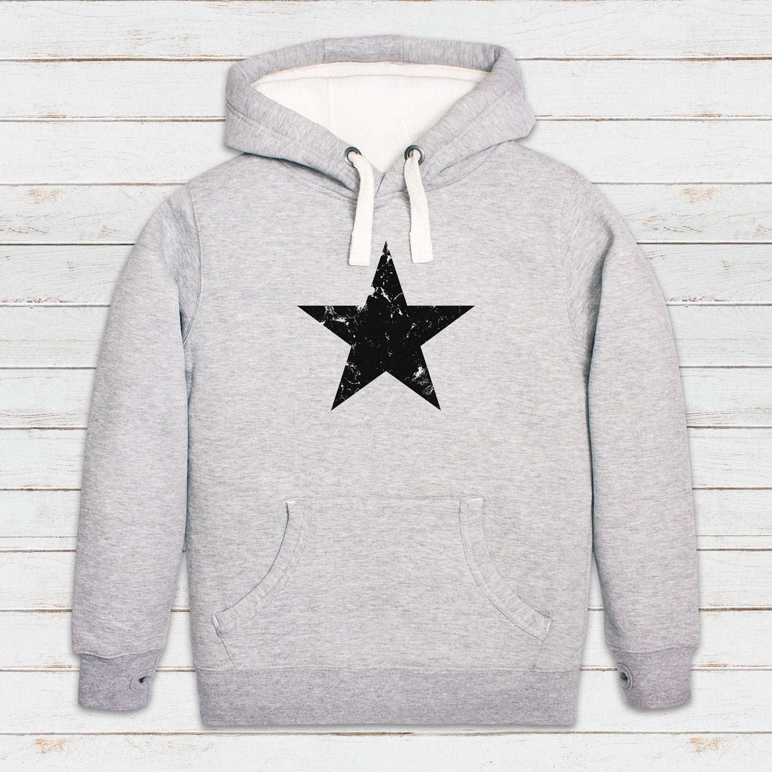 Star Distressed Print Hoodie Retro Vintage Style Geometric Skater Fashion 70s 80s 90s Y2K Womens Mens Sweatshirt Graphic Printed Hooded Top