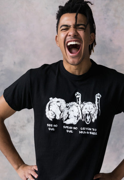 Drum and Bass Lions T Shirt Jungle Massive Junglist DJ & Synth Music Amen Slogan Funny Synth Music Producer Festival Mens Womens Printed Tee