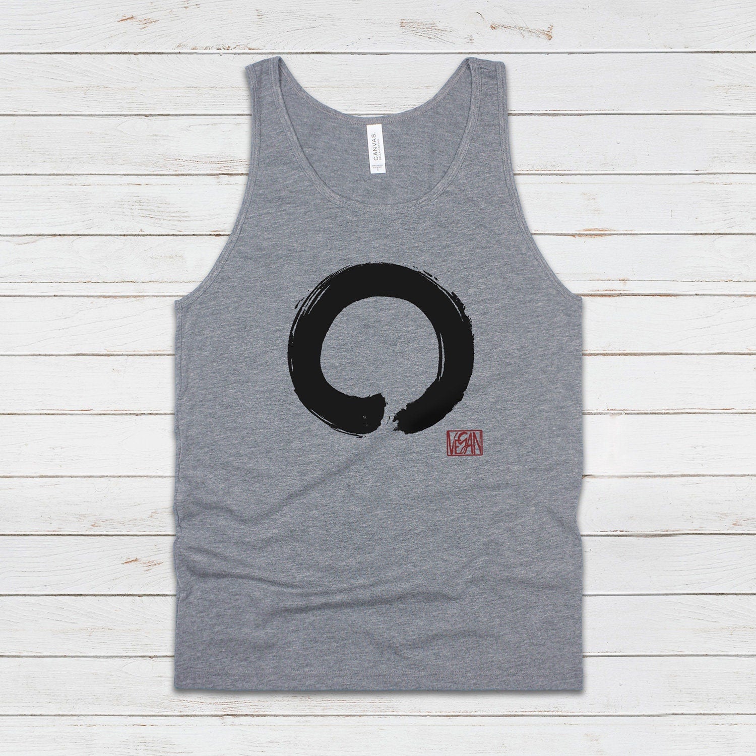 Enso Buddhist Circle Vegan Tank Top Yoga Peace Animal Rights Buddhist Be Kind Climate Change Mindfulness Mens Womens Printed Vest Cami Tee