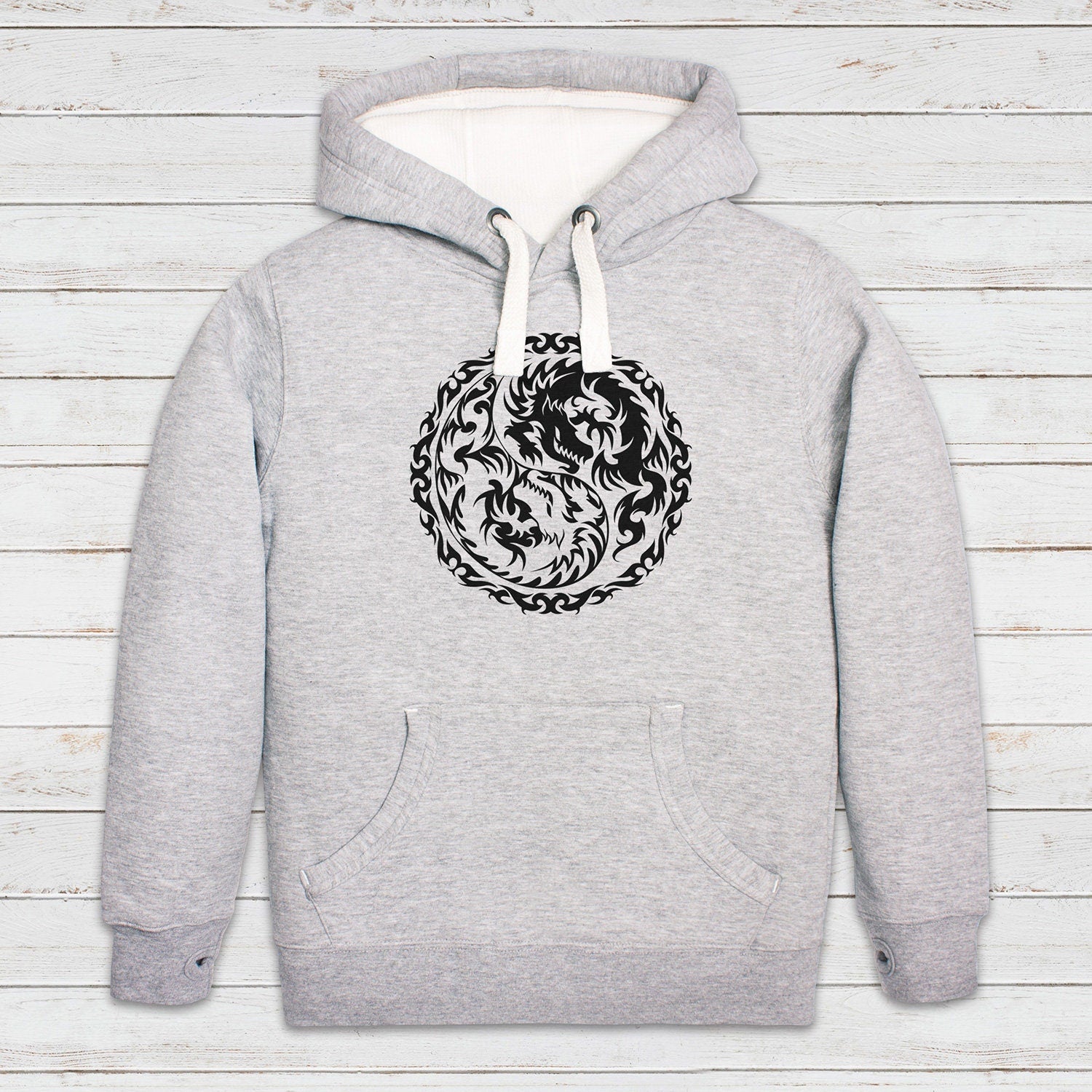 Yin Yang Dragon Hoodie Traditional Japanese Chinese Taijitu Taosim Tai Chi Yoga Martial Art Gift Womens Mens Sweatshirt Printed Hooded Top