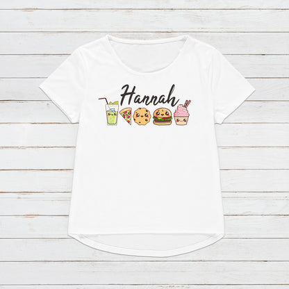 Custom Personalised T Shirt Your Name Text Message Kawaii Print Personalized Cupcake Pizza Cute Calligraphy Womens Mens Graphic Printed Tee
