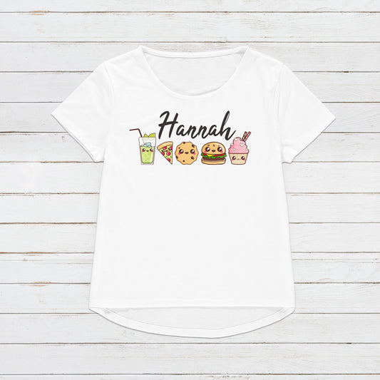 Custom Personalised T Shirt Your Name Text Message Kawaii Print Personalized Cupcake Pizza Cute Calligraphy Womens Mens Graphic Printed Tee