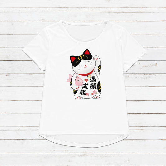 Japanese Lucky Cat Maneki Neko T Shirt Kawaii Japan Cute Anime Manga Harajuku Kyoto Tokyo Nyan Geek Womens Mens Graphic Printed Tee T-Shirt